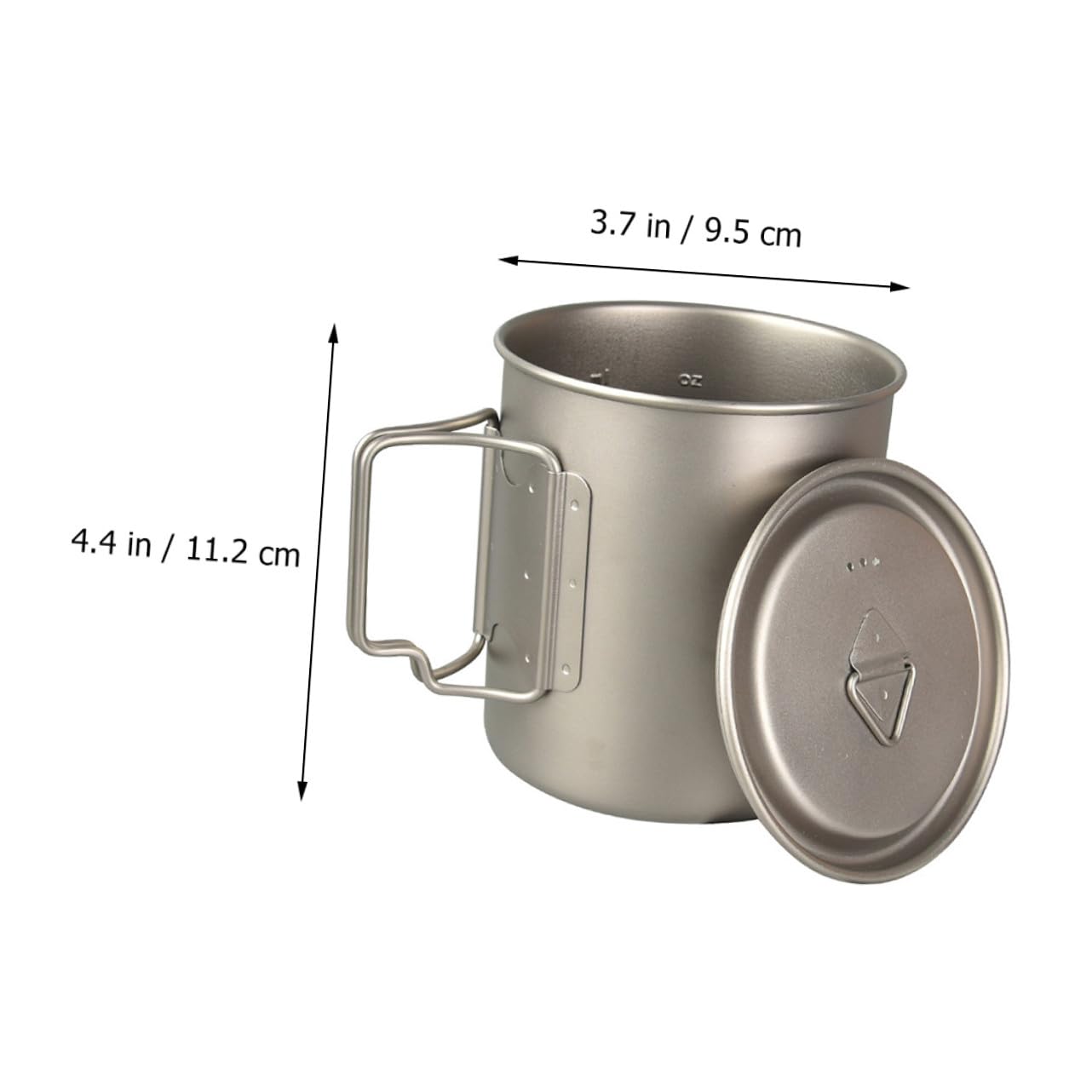 Mipcase Tasse de Camping en Titane 750ml avec Poignée Pliable Argenté