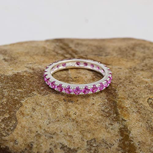Buy AZURFA Pink Sapphire Gemstone 925 Sterling Silver Eternity Band