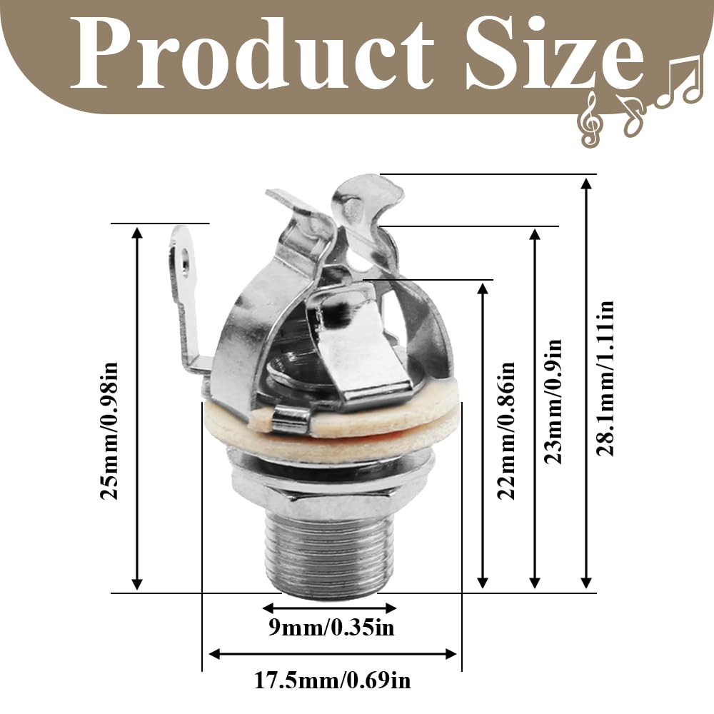 Guitar Jack Socket Copper Construction Full-Contact Output Jack Socket Silver 4-Contact Stereo Jack for Electric Guitar Bass Speakers Audio Amplifier - Image 2