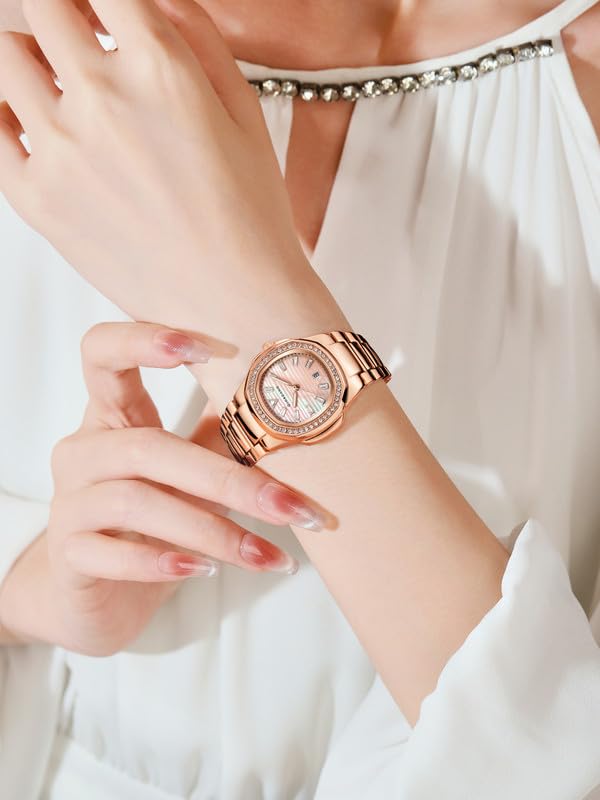 Image of Giordano Luxury Analog Quartz Watch for Women with Square Textured Dial, Crystal Indices, Date Display Function and Stainless Steel Strap - GZ-60116