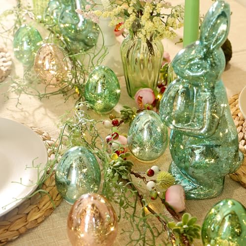 Luces huevo de vidrio artesanal para decoración de Pascua miniatura 3
