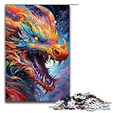 Rompecabezas para Adultos de 1000 Piezas con diseño psicodélico de dragón Rompecabezas Imposible Juego Familiar antiestrés Desafío desafiante 75 x 50 cm