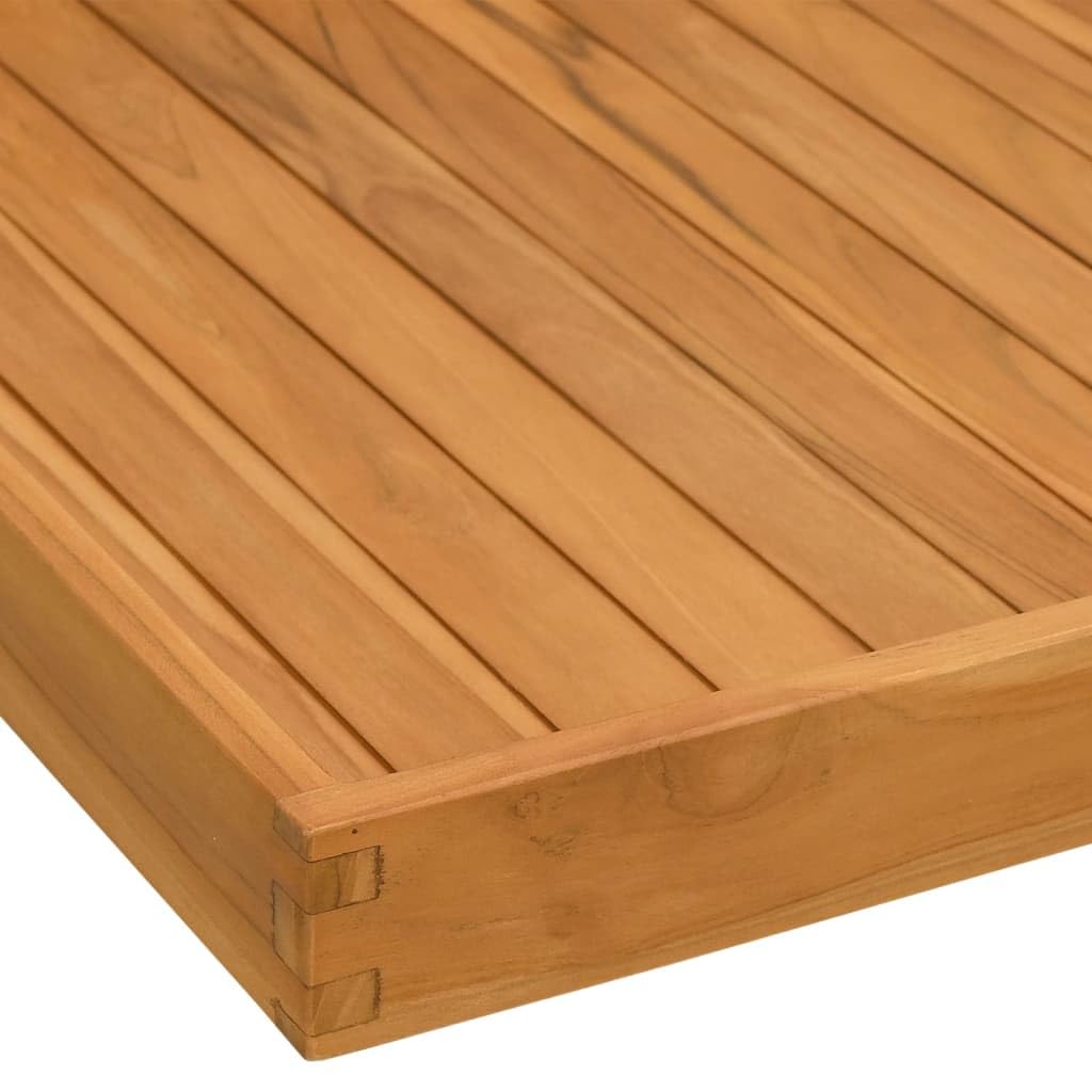 Vassoio da portata in legno massello teak 70x70x7 cm con manici incassati e bordi rialzati per buffet catering cucina per servire cibi
