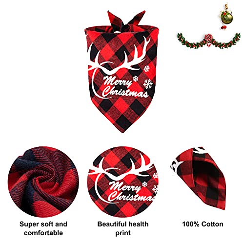 Christmas Dog Bandanas 2 Pack, Vipith Plaid Triangle Dog Bibs Scarf Printed With Christmas Tree And Santa Claus, Washable Dog Bandana Dog Outfit For Small Medium Large Dogs Cats Pets #TOP1