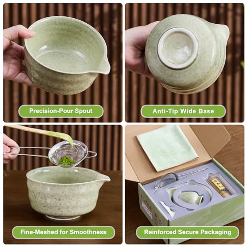 nigwet Matcha Whisk Set with Bowl and Spout