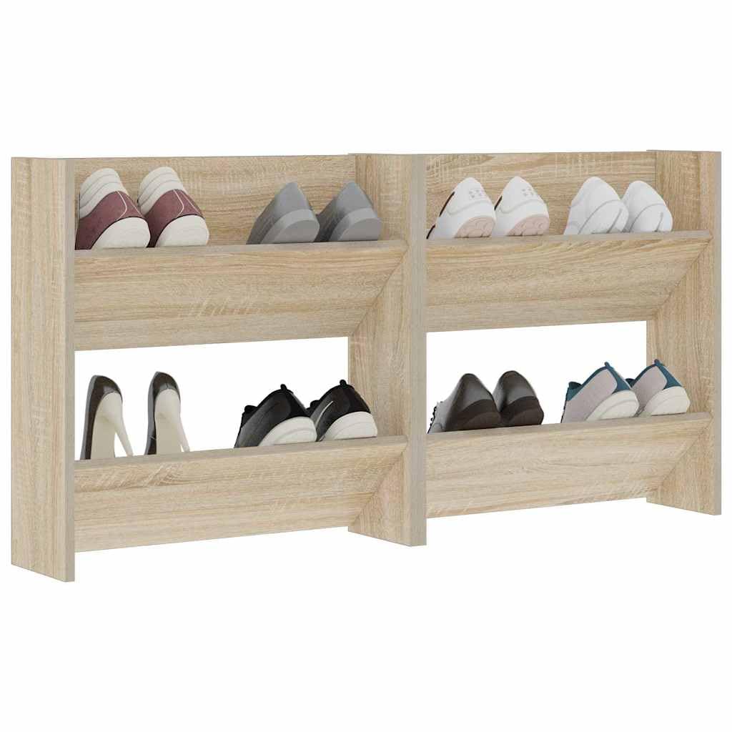 Ścienna szafka na buty 2 półki, Dub Sonoma 60x18x60 cm