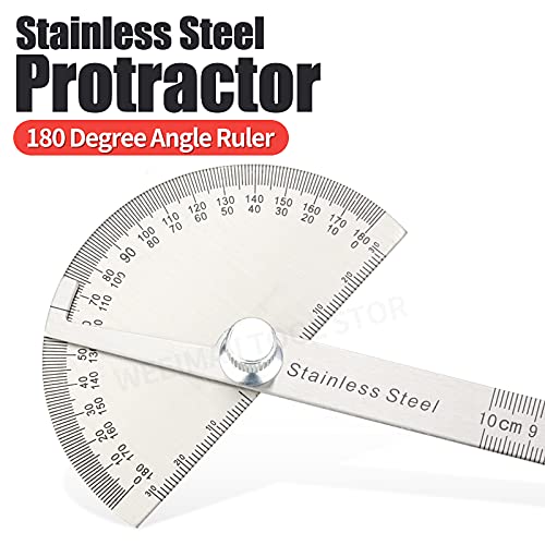 Meetinstrument 150 mm 180 graden gradenboog goniometer verstelbare metalen arm hoek heerser ronde hoofd roterende houtbewerking wiskunde meetinstrument