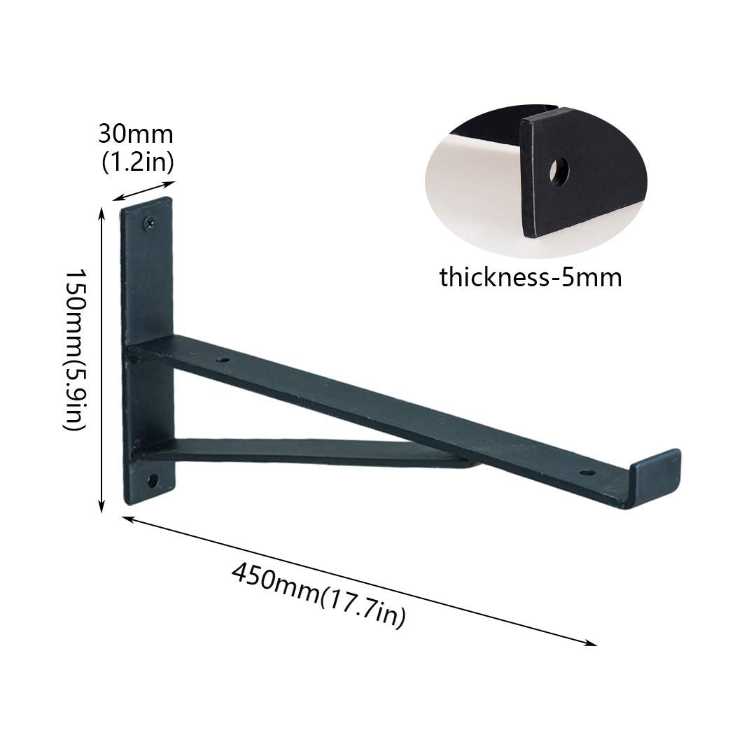 2 Stück Regalträger, Schwarze Metall Regalhalterungen Heavy Duty Schwimmende Regalhalterungen Wandhalterung Frachtunterstützung mit Schrauben, Für Küche Schlafzimmer Garten