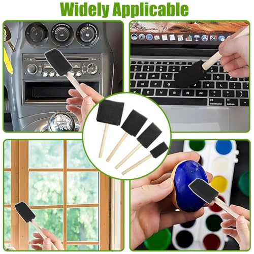 10 Stück Schwammpinsel Set, Schwarzer Schaumstoffpinsel zum Malen Universelle Schwamm Malpinsel mit Holzgriff für Kinder und Erwachsene zum Malen, Farbauftragen, DIY Bastelprojekte (4 Größen)