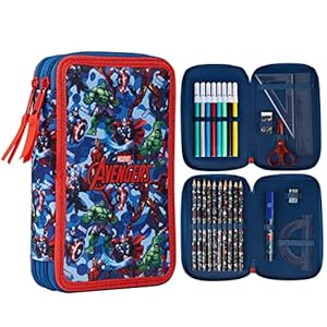 Marvel Large Pencil Case, Filled Pencil Cases with Avengers Stationary Sets, Marvel Gifts for Boys