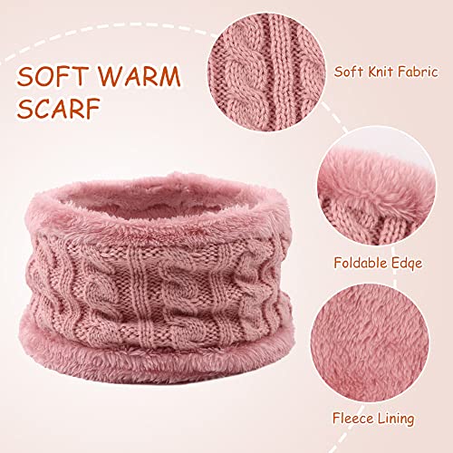 Image of Yuoahcn Kids Winter Beanie Hat Scarf Gloves Set Knit Warm Toddler Winter Cap Gloves Neck Warmer for Boys Girls 1-8 Year