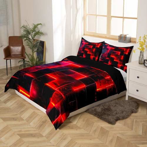 Red and Black Bed Set 3D Glowing Buffalo Duvet Cover Super King Size - Image 3