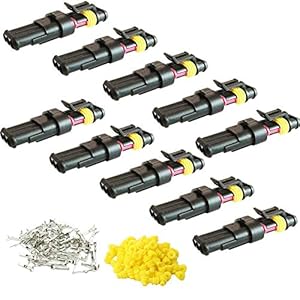 CESFONJER Imperméable à l’eau Connecteur, Électrique Prise Mâle et Femelle, AWG Connecteur étanche électrique pour Moto Scooter Auto Truck Marine Fil Harnais Sockets (3 Pin × 10 Ensembles)
