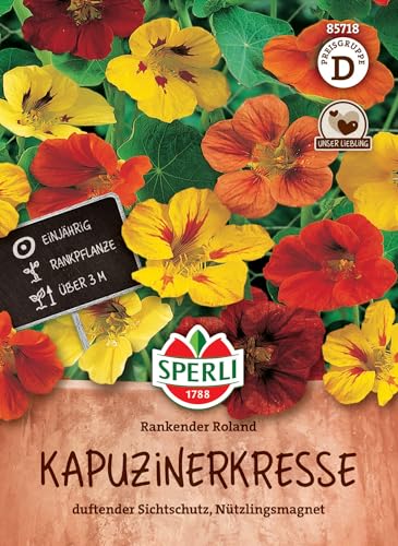 Sperli Kapuzinerkressesamen Rankender Roland 85718 bunte Blumenmischung - essbare Blüten und Blätter - ideal für Beete & Töpfe - Blumensamen Saatgut