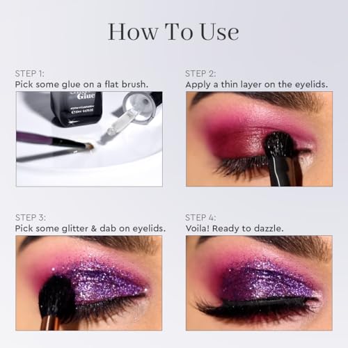 Image of C2P Pro Sparkle Duo Glitter and Glue Kit - Eyeshadow for Eye & Body Makeup | Waterproof, Quick-Drying for Stunning Shimmer Looks (Cyclone 40)