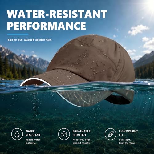 Image of Mens Waterproof Baseball Cap Womens Rain Hat Quick Dry Running Hat with Sweatband Outdoor Golf Breathable Sports Cap