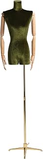 Maniquí De Mujer De Color Oscuro con Brazos, Maniquí De Costura Ajustable De Tamaño Mediano, Fácil De Montar, De Terciopelo, para Exhibiciones En Tiendas De Ropa (Color: Verde
