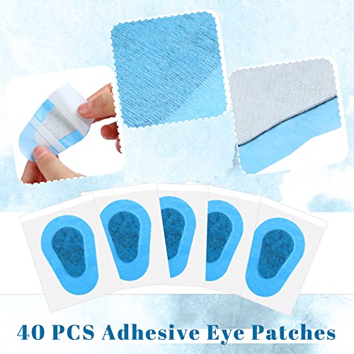 Image of Panitay 40 Pcs Eye Patches for Adults,3 X 2 Inch,Blue | Disposable Breathable Medical Bandage, Adhesive Design for Amblyopia Lazy Correction Therapy, Daily Use Patches