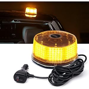 Xprite 240LED Rotating Beacon Light, Forklift Strobe Lights w/Magnetic Base for 12-24V Construction Truck Patrol Car Tractor Golf Carts-Amber