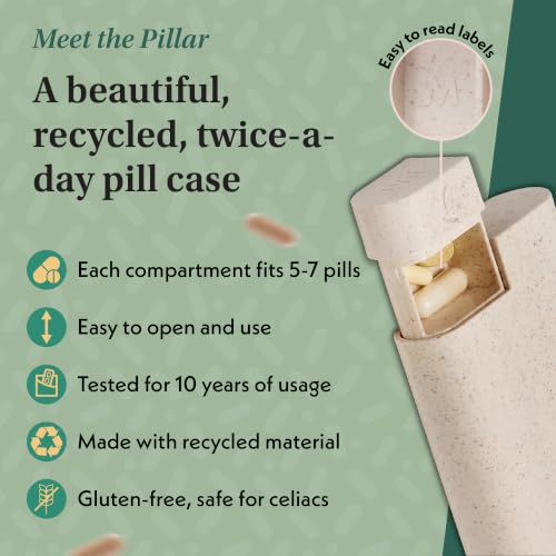 Image of Pillar AM /PM Pill Box Organizer Two Times a Day | Aesthetic 7 Day Tablet Organizer 2 Times A Day | Beautiful Weekly Pill Box for Day and Night Medication (Off White)