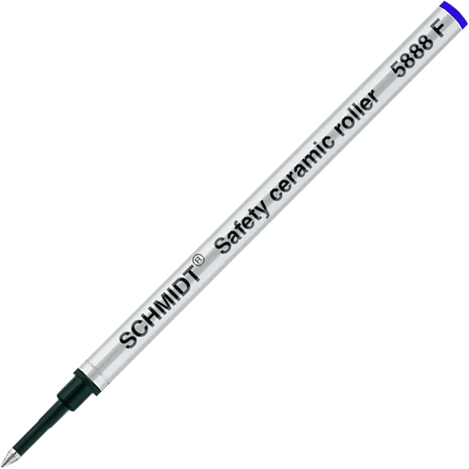 Schmidt 5888 F Safety Ceramic Rollerball Refill Metal Tube - Green, Red, Black, Blue Ink, Fine Tip 0.6mm - Pack of 4