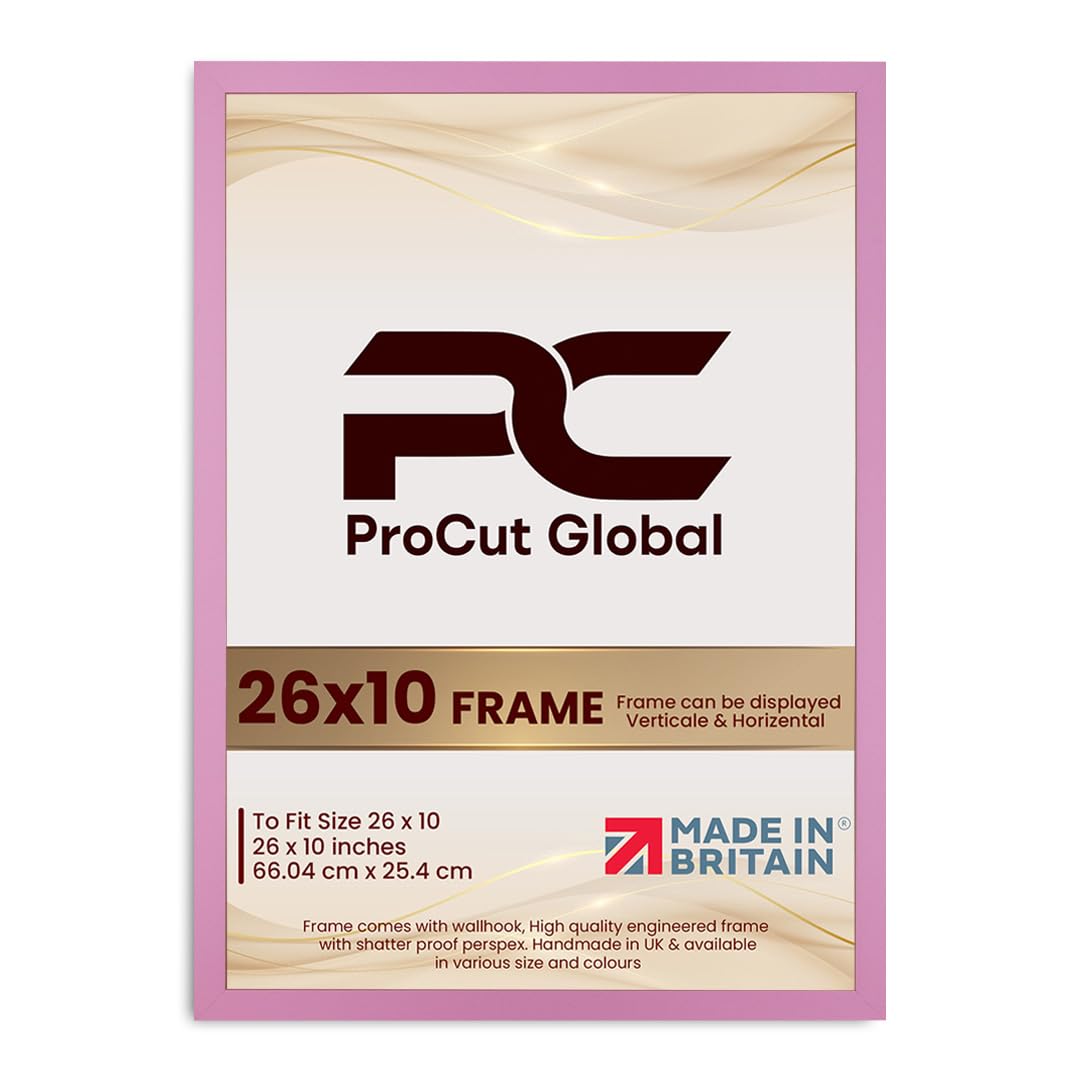 Procut Global 26X10 Pink Picture Frames - Modern Wooden Photo Frame with Shatterproof Perspex for Wall or Tabletop - Perfect for Posters, Certificates, Prints - Sizes & Colors Available โ image 1