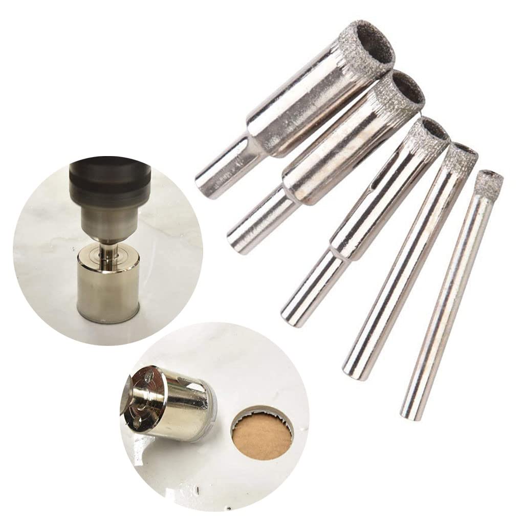 5 Pieces Hole Bit Set 5-12mm for Glass Ceramic Tile Marble Cutting Corrosion-Resistant Portable,Metal