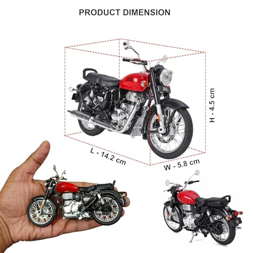 Image of Die-cast Alloy Motorbikes for Kids 1:14 Scale Alloy Model Bikes Pull Back Toys Suitable for 3+ Years Boys and Girls Multicolor (Pack of 1)【Colors as Per Stock】 (Bullet 350 Classic)