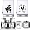 Sratte 6 Pcs Farmhouse Marble Dish Towels Pot Holders and Oven Mitts Sets Pink White and Gold Heat Resistant Kitchen Towels Farm Animal Kitchen Decoration for Baking Cooking SupplyFarm Animal