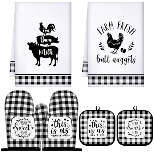 Sratte-6-Pcs-Farmhouse-Marble-Dish-Towels-Pot-Holders-and-Oven-Mitts-Sets-Pink-White-and-Gold-Heat-Resistant-Kitchen-Towels-Farm-Animal-Kitchen-Decoration-for-Baking-Cooking-SupplyFarm-Animal Sratte 6 Pcs Farmhouse Marble Dish Towels Pot Holders and Oven Mitts Sets Pink White and Gold Heat Resistant Kitchen Towels Farm Animal Kitchen Decoration for Baking Cooking SupplyFarm Animal