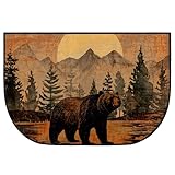 Demissle Fireplace Hearth Rug Fireplace Mats Cabin Southwestern Fireproof Fire Resistant Rug for Wood Stove Floor for Kitchen Indoor Outdoor(Bear,24 x 36 Inch)