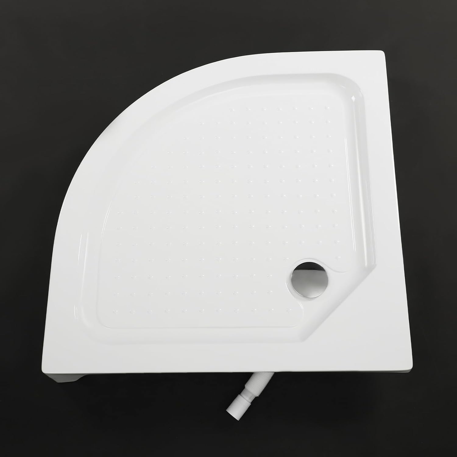 Conner Shower Base, 33"L x 33"W x 5"H, Conner Drain Single Threshold Shower Pan for Embedded/Surface Installation, Anti-slip Texture, Fan Shape(White)