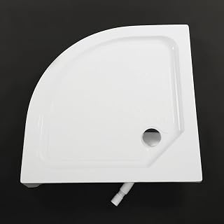 Conner Shower Base, 33"L x 33"W x 5"H, Conner Drain Single Threshold Shower Pan for Embedded/Surface Installation, Anti-slip Texture, Fan Shape(White)