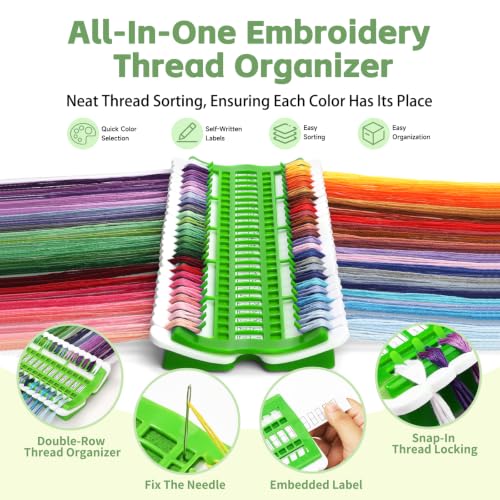 Image of LOKUNN 50 Position Embroidery Floss Organizer, Thread Shelf with 15P Card