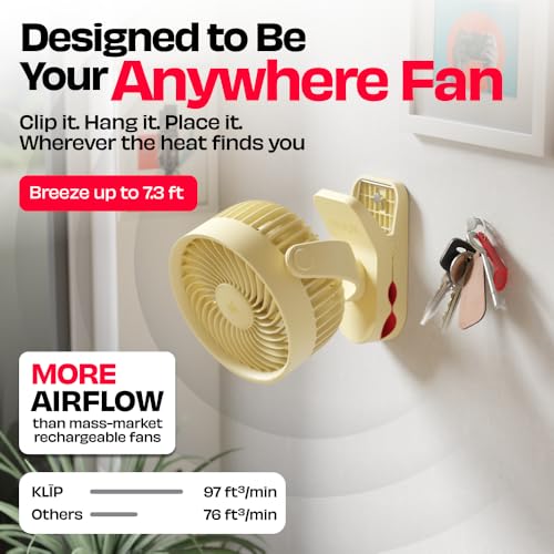 Image of NUUK KLĪP Rechargeable Clip Fan | 3000mAh Battery | Up to 8 hrs Runtime | Super - silent BLDC Motor | 4 Speed Modes | 360 Manual Head Rotation | Strong 0-55mm Clamp | Type-C Charging