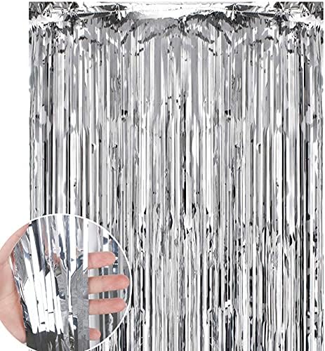 Rose Gold Foil Fringe Curtain 3ft x 8.3ft, 2 Pack Rose Gold Metallic Tinsel Curtain Birthday Decorations, Foil Curtain for Birthday Graduation Wedding Engagement Bridal Shower Bachelorette Holiday