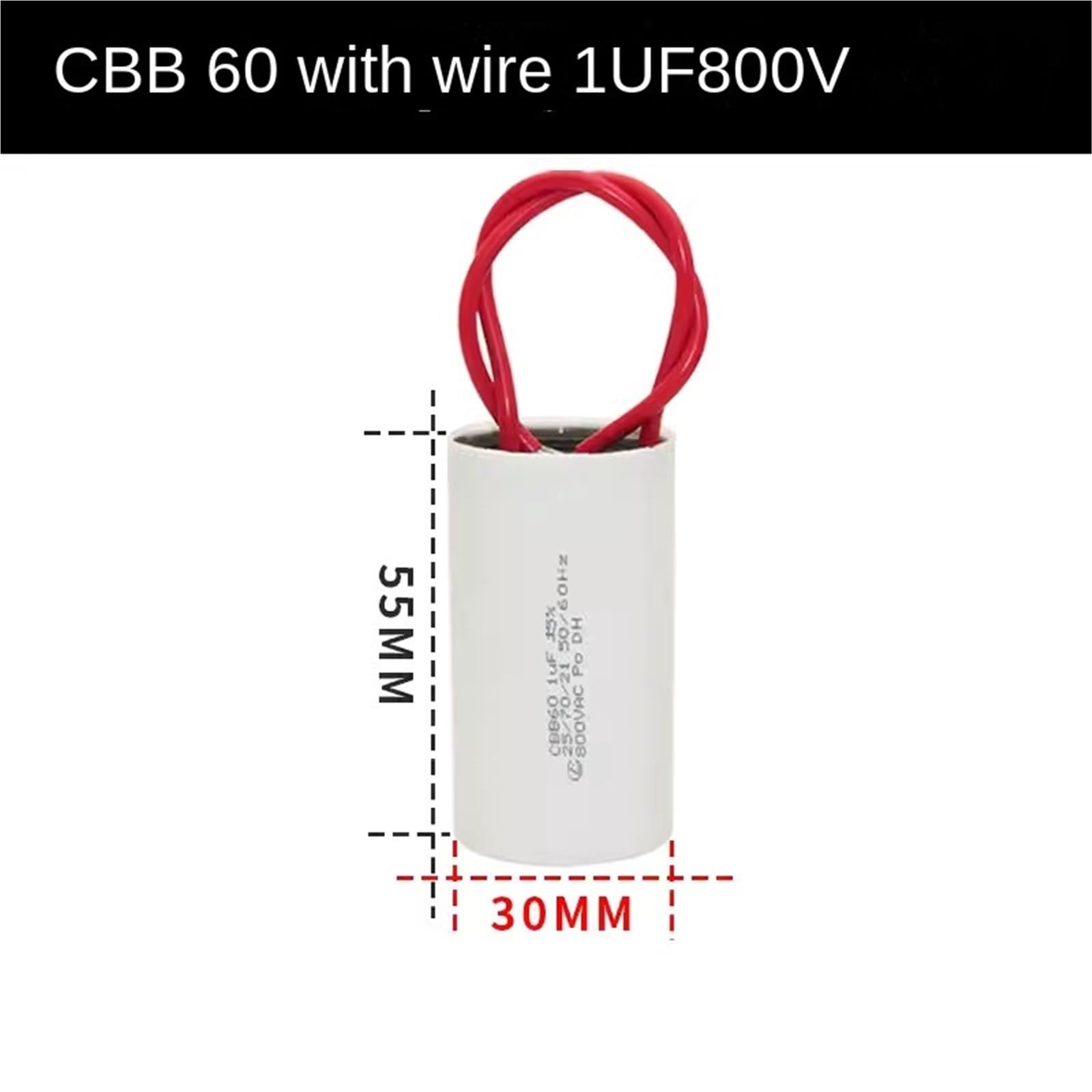 1 pièces CBB60 1UF ~ 2.2UF 630V moteur de ventilateur condensateur de démarrage soudeur condensateur fond avec vis(CBB60 3UF 450VAC)