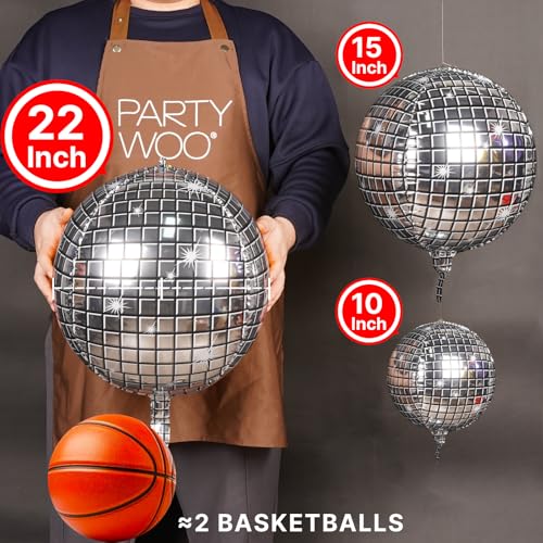 Image of PartyWoo Silver Foil Balloons 20pcs Large Round Giant Jumbo 4D Balloons