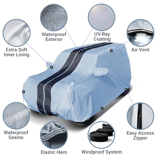 Image of iCarCover Premium SUV Cover for 2022-2026 BMW iX Heavy Duty Waterproof All Weather Automobiles Custom Fit Full Exterior Indoor Outdoor UV Snow Rain Protection Covers (Stripe - Gray /Black)