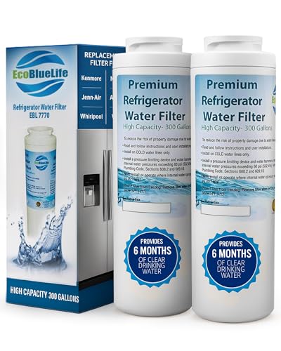 EcoBlueLife Refrigerator Water Filter Replacement - Certified for Chlorine Reduction & Lead-Free Compliance Water Filter for Fridge Compatible with Amana, Maytag Pur, UKF8001, EDR4RXD1 & More Models