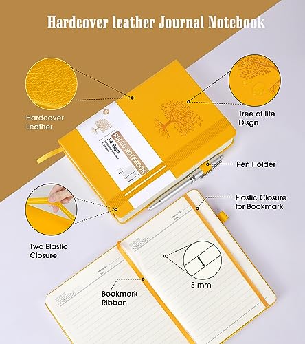 Image of Lined Journal Notebook -365 Pages A5 Thick Journals for Writing College Ruled Notebook, Hardcover Leather Journal for Women Men, Daily Journal Notebook for Work, Note Taking, 100Gsm Lined Paper ( 5.75