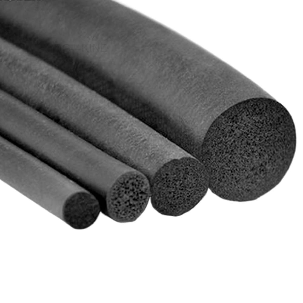 Wetterschutz, Schaumstoffband, hochdichter Schaumstoff Zugluftstopperband, 5 m Schaumgummi-Wetterschutz, Durchmesser 2–10 mm, Gummi-EPDM-Dichtungsplatte, schwarzer Schaumstoff-Runddraht, 1 Stück(8mm)