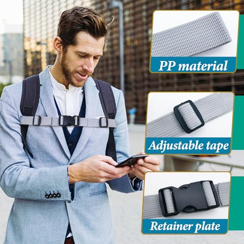 Image of FuninCrea 2 Pair Backpack Chest Strap, 2.5cm Adjustable Sternum Straps for Backpacks Chest Harness Strap Quick Release Backpack Straps Backpack Clips Anti-Slip for Pack Luggage (Grey)