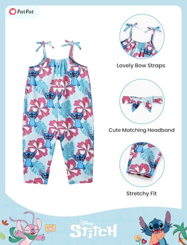 Image of Disney Frozen Elsa Princess Minnie Stitch Marie Girls Romper with Bow Tie Strap and Headband Cute Jumpsuit for Baby & Toddler