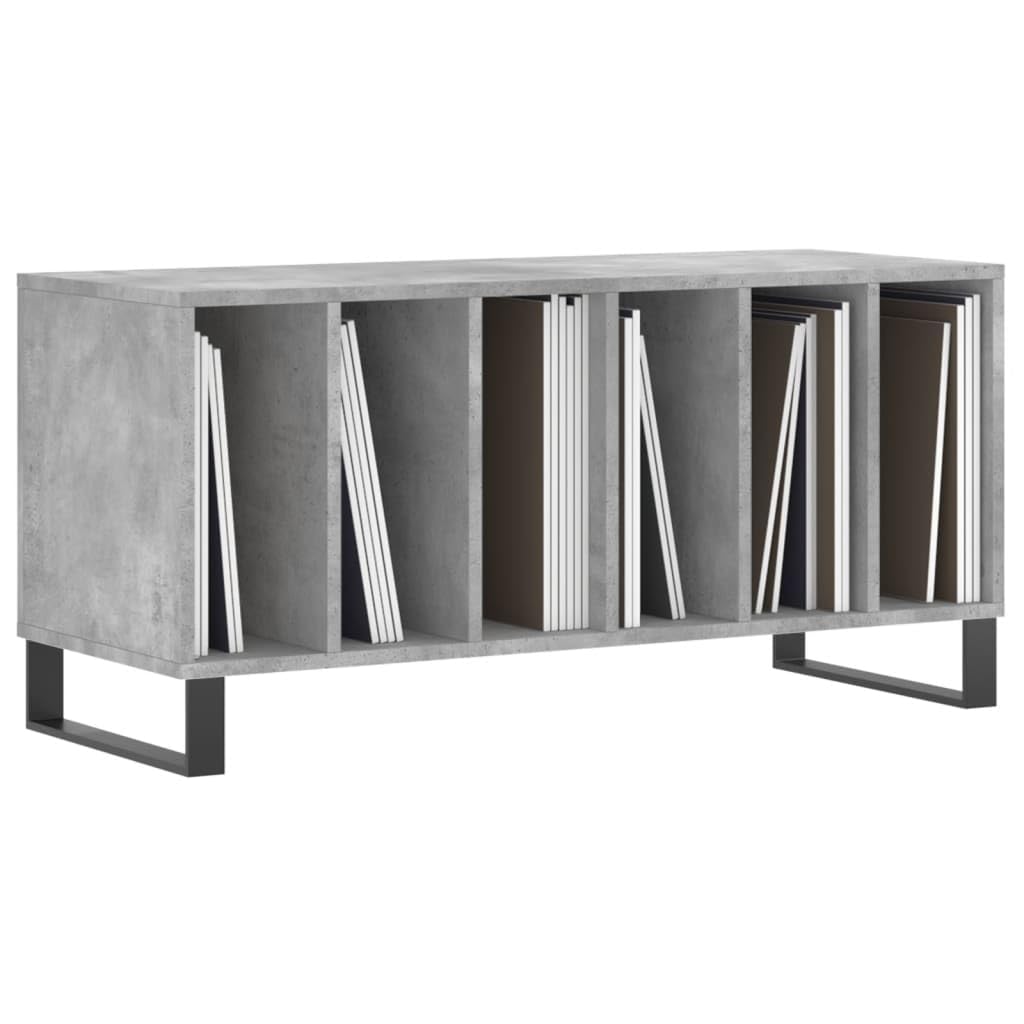Armadio per dischi in vinile, grigio cemento, 100 x 38 x 48 cm, scaffale per dischi in vinile, in legno e ferro, per soggiorno