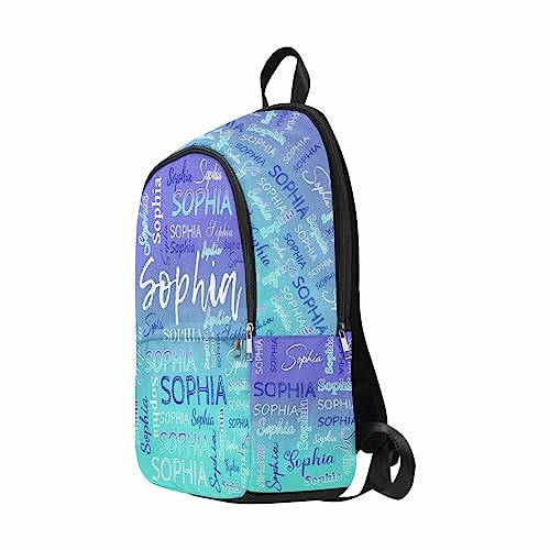 InterestPrint Customized Name Backpack Book Bag for Girls, Personalized Gradient Blue Monogram Shoulders Bag Knapsack Backpack Custom School Bag for Daughter Granddaughter2