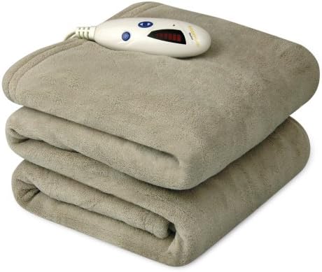 Biddeford Micro Plush Electric Heated Blanket with Digital Controller, Throw, Taupe