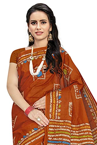 Image of TAMAIRA FASHION Mulmul Pure Cotton Saree For Woman Batik Printed |Office Wear Daily Wear Sarees For Women Without Blouse Piece(Available in 9 Colours)