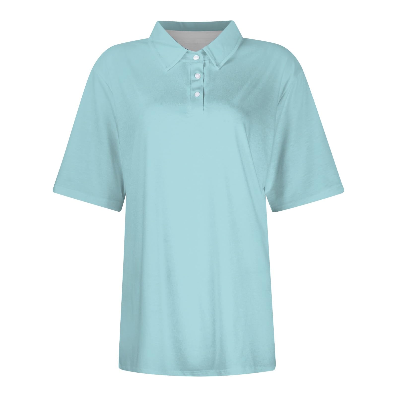 Polo Shirts for Women Short Sleeve Summer Collared Golf Casual Cute Tops Button Soft Plain Dressy Blouses Workout Vintage Petite Beach Funny Going Out Top Summer Shirts for Women 2025, Light Blue, M