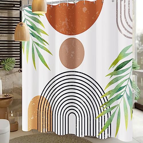 Toengs Boho Shower Curtains For Bathroom Boho Decor Mid Century Modern Spring Shower Curtain - 72" X 72" Bohemian Abstract Botanical Waterproof Colorful Bath Curtain, Brighten Up Your Bathroom #TOP1